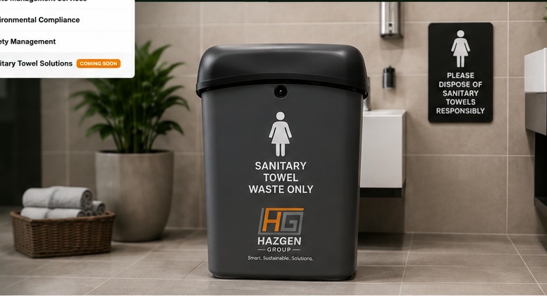 Professional sanitary towel disposal bin in a modern washroom